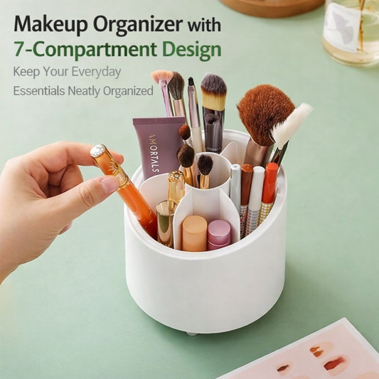 360° Rotating Makeup Organizer with Dustproof Transparent Cover – Waterproof & Antibacterial Cosmetic Storage Box
